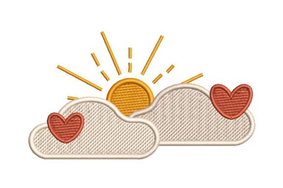 Download Sunny Clouds with Hearts Embroidery Design - Design Collection