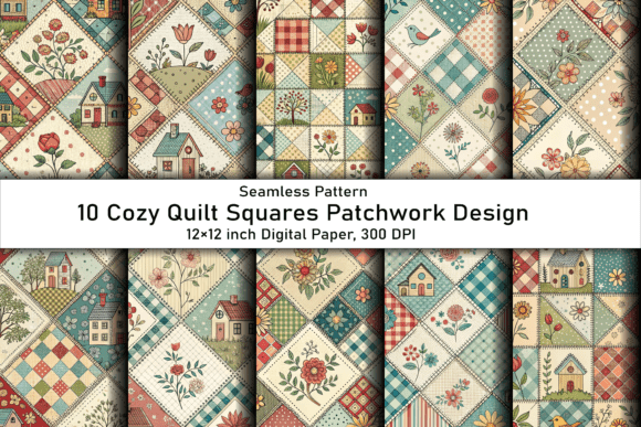 Download Cozy Quilt Squares Patchwork Design - Premium Bundle