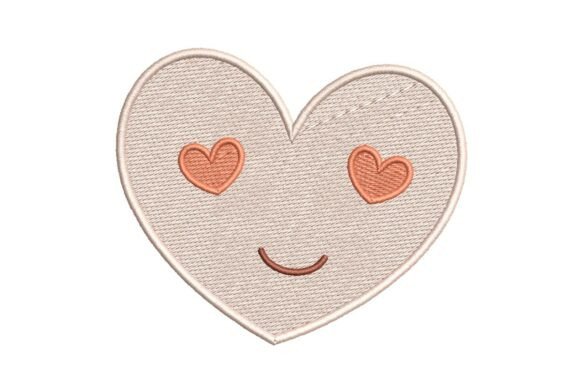 Download Cute Heart Face with Heart Eyes Embroidery Design - Design Collection