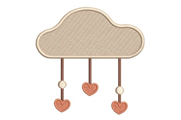 Download Cute Cloud with Hanging Hearts Embroidery Design - Design Collection