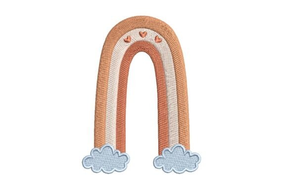 Download Pastel Rainbow Arch with Hearts and Clouds Embroidery Design - Design Collection