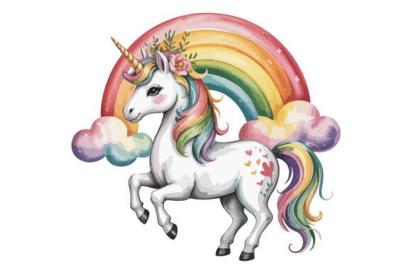 Download Cute Rainbow Unicorn PNG Clipart Design - Design Collection