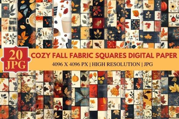 Download Cozy Fall Fabric Squares Digital Paper - Premium Resources