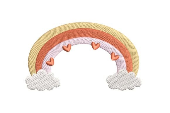 Download Pastel Rainbow with Hearts and Clouds Embroidery Design - Design Collection