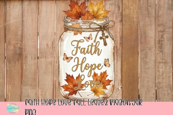 Download Faith Hope Love Fall Leaves Mason Jar PNG - Hope Collection