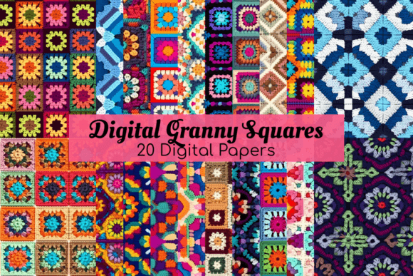 Download Digital Granny Squares Seamless Patterns - Squares Collection